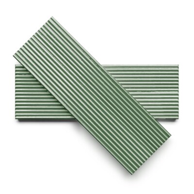 Sage Glossy Thin Fluted Ceramic Tiles 4×12