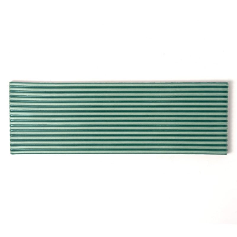Sage Glossy Thin Fluted Ceramic Tiles 4×12