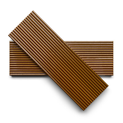 Hickory Glossy Thin Fluted Ceramic Tiles 4×12