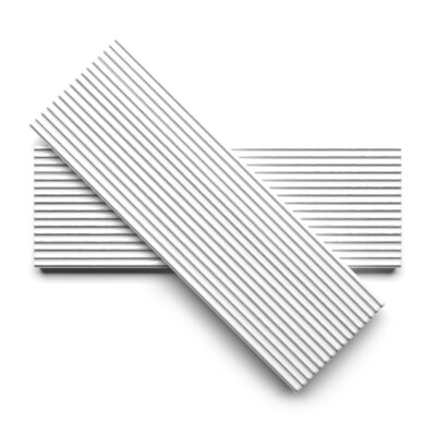 Royal White Glossy Thin Fluted Ceramic Tiles 4×12