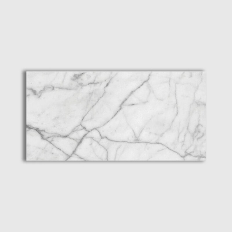 White Carrara Polished Marble Tile 6x12