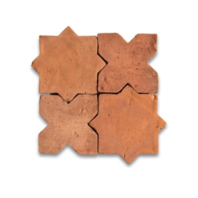 Cotto Med Matte Star And Cross Pattern Terracotta Tiles 6×6