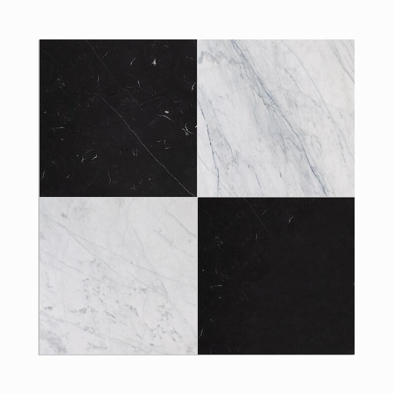 Avenza, Siyah Parlatılmış Kareli Desenli Mermer Fayanslar 12x12