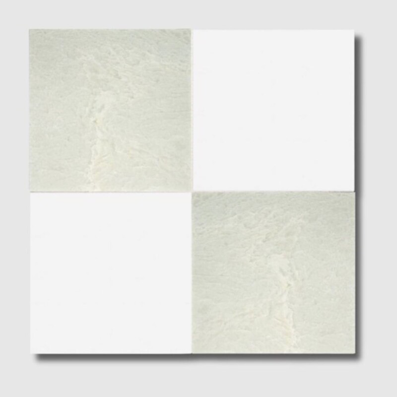 Мраморная плитка Ming Green, Thassos White с полированным шахматным узором, размер 12×12 дюймов.