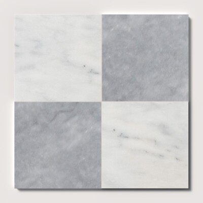 Allure Light, Avalon Polished Checkerboard Pattern Marble Tiles 18×18