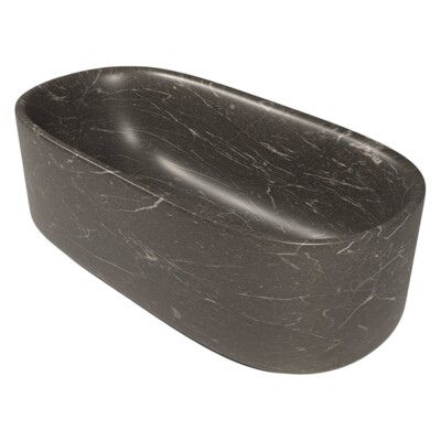 Iris Black Honed Marble Tub 33 30/64×78 47/64