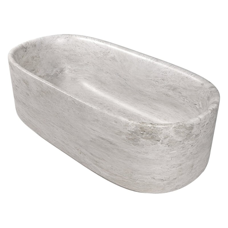 Silver Clouds Honed Marble Tub 33 30/64×78 47/64
