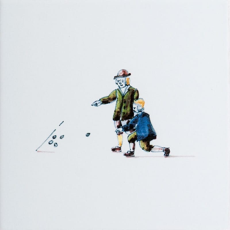 Children Playing Marble Glazed Ceramic Tiles 6×6