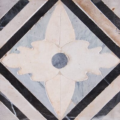 Pompeii Flower Honed Limestone Mosaics 6×6