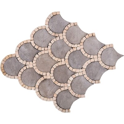 Foussana Honed Scallop Limestone Mosaics 13 6/8×12
