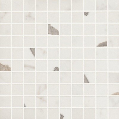 Bianco Statuario Cilalı 1x1 Mermer Görünümlü Porselen Mozaik 12x12