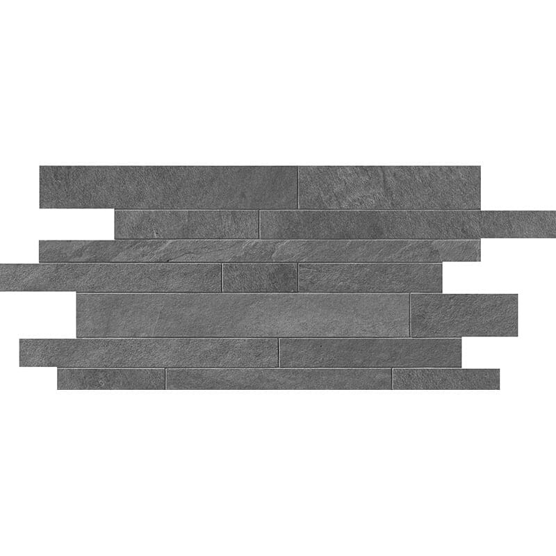 Gray Flow Natural Muretto Stone Look Porcelain Mosaic 12x24