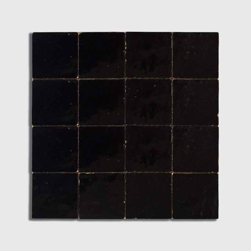 Noir Glossy Zellige Mosaic 11 1/4x11 1/4