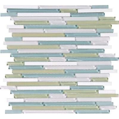 Lluvia De Verano Glossy Liner Blend Glass Mosaics 12×12