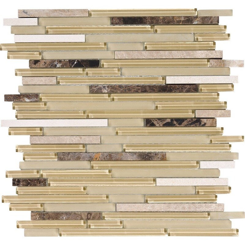 Caramelo Salado Glossy Liner Blend Glass Mosaics 12×12