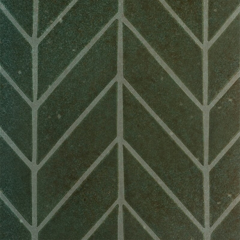 Tefusee Green Glossy Chevron Ceramic Accent Tiles 2×6