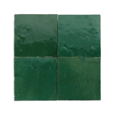 Baldosa Zellige Verde Oscuro Brillante 4x4