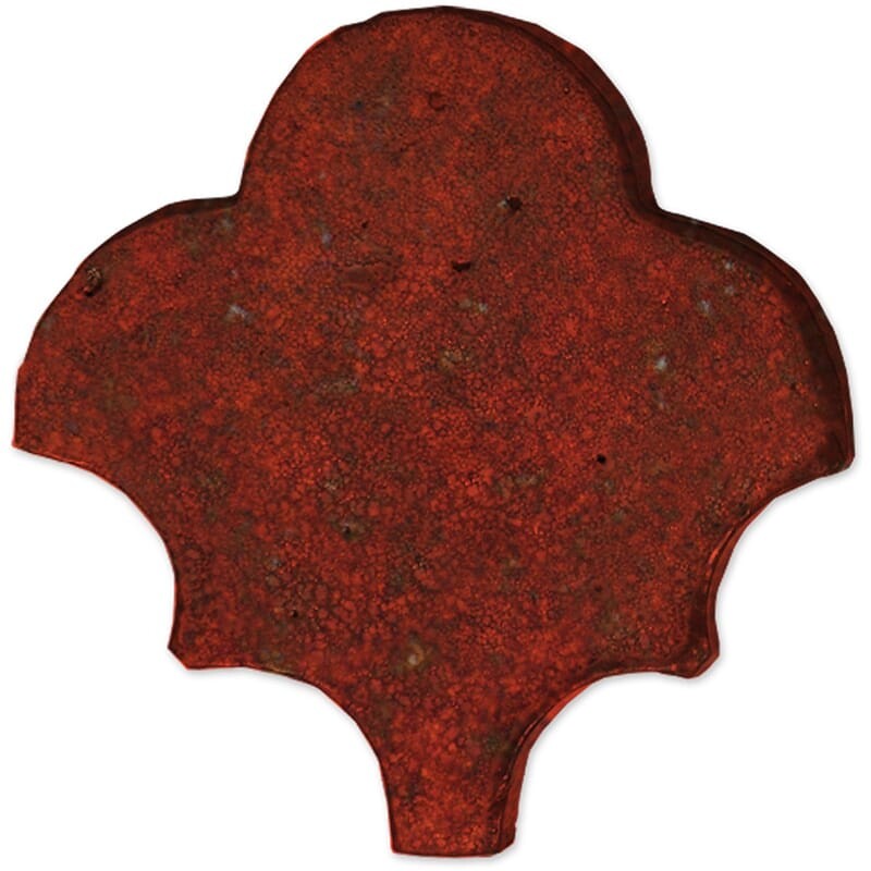 Kokai Glazed Fan Shape Terracotta Tile 3 1/2x4 1/2