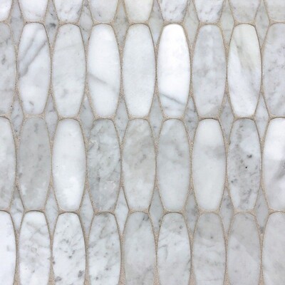 Escama Ovalada Mármol Blanco Carrara Pulido Waterjet Decos 11x12