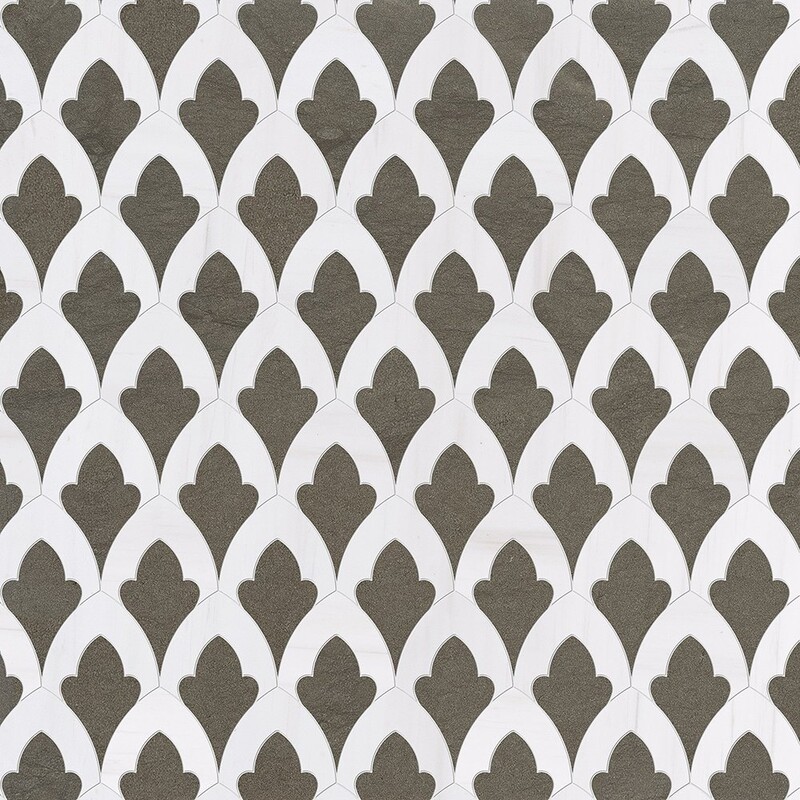 Gray Foussana, Aspen White Honed Sophia Marble Mosaics 8 3/4×13 1/2