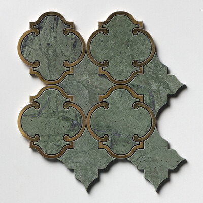Latón, Verde Tia Honed Casablanca Mosaico de mármol 10 1/2x11 3/16