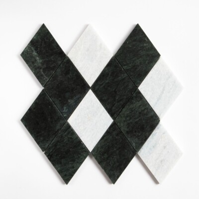 Blue Celeste, Verde Lucia Honed Almas Marble Mosaics 10×10 1/2