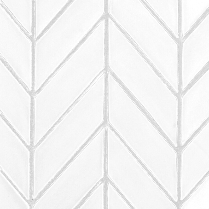 Royal White Glossy Chevron Ceramic Tiles 2×6