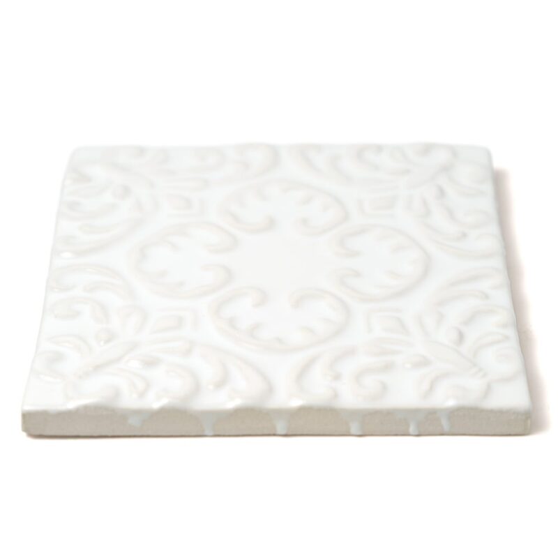 Royal White Glossy Baroque Ceramic Accent Tiles 6×6 (DC00347)