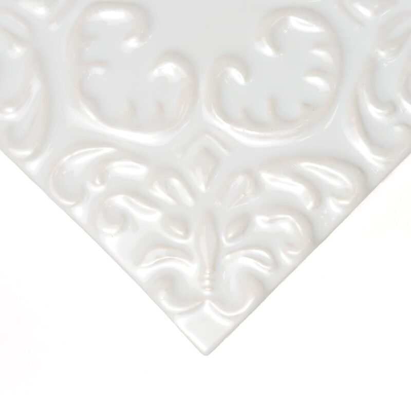 Royal White Glossy Baroque Ceramic Accent Tiles 6×6 (DC00347)