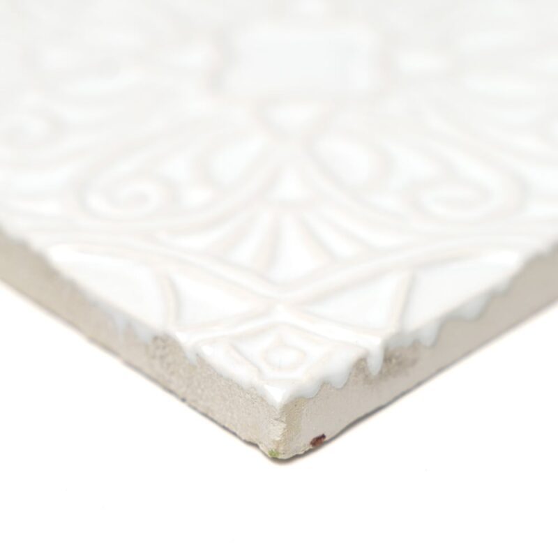 Royal White Glossy Filigree Ceramic Accent Tiles 6×6 (DC00348)