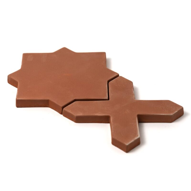 Hand Made Natural Star And Cross Pattern Terracotta Tiles 10×10 (DC00488)