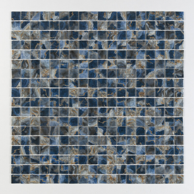 Mosaici in vetro riciclato Vortice lucidato 2×2 12 3/8×18 3/4