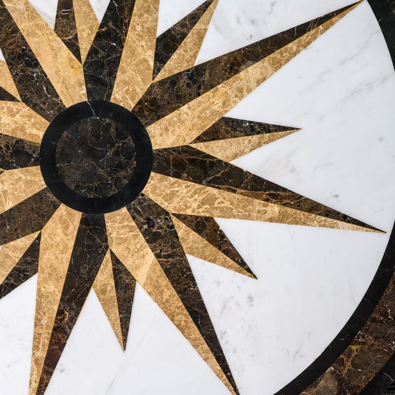 Campass Multi Finish Round Marble Medallion 48” Radius 48×48