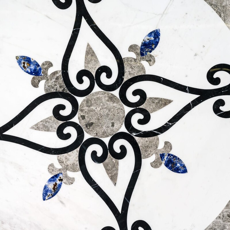 Celina Multi Finish Round Marble Medallion 48” Radius 48×48