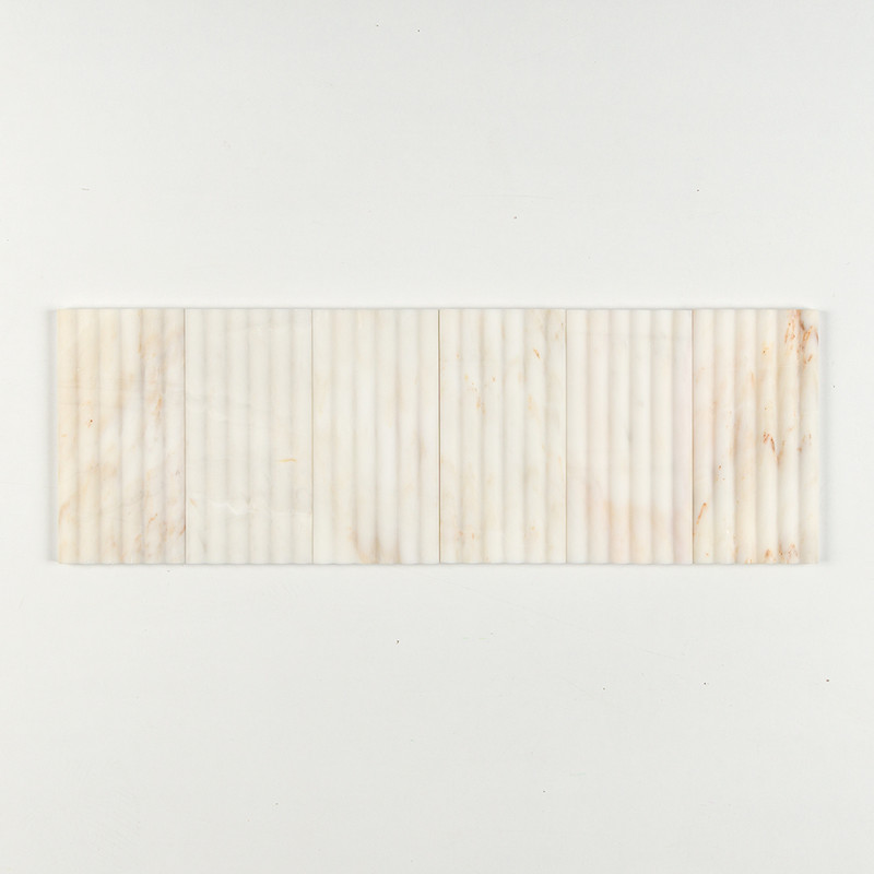 Calacatta Amber Honed Flute Trim Marble Accent Tiles 6×12