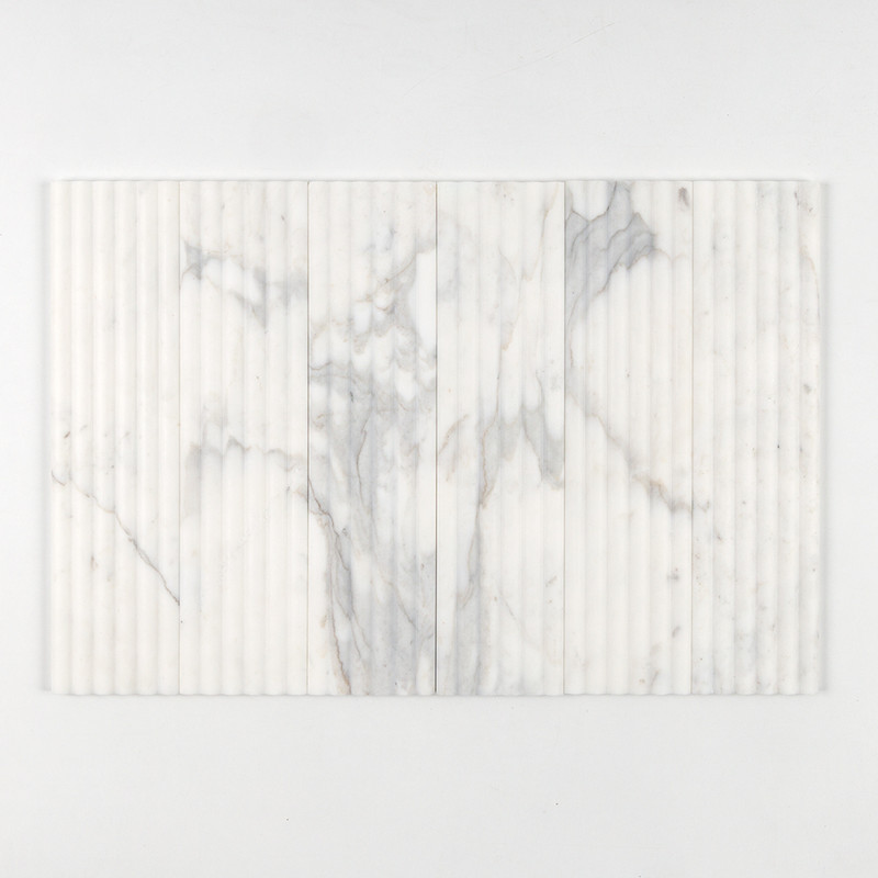 Calacatta Gold Royal Honed Flute Trim Marble Accent Tiles 6×24
