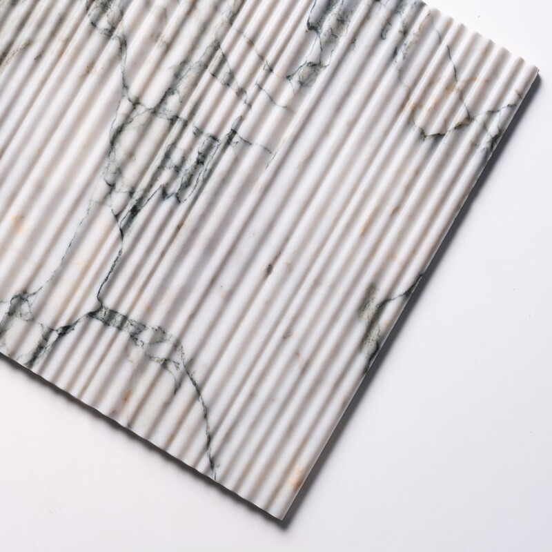 Calacatta Green Honed Thin Fluted Marble Accent Tiles 18×18