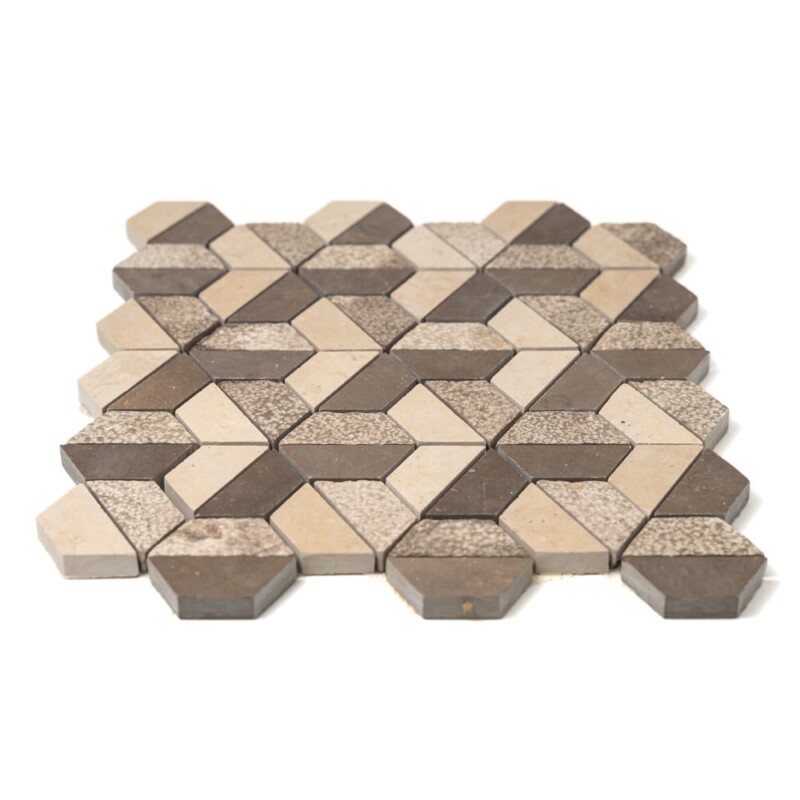 Auberge&heartsmere Textured 3d Hexagon Limestone Mosaics 10 3/8×12 (MS01265)