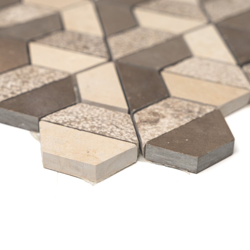 Auberge&heartsmere Textured 3d Hexagon Limestone Mosaics 10 3/8×12 (MS01265)