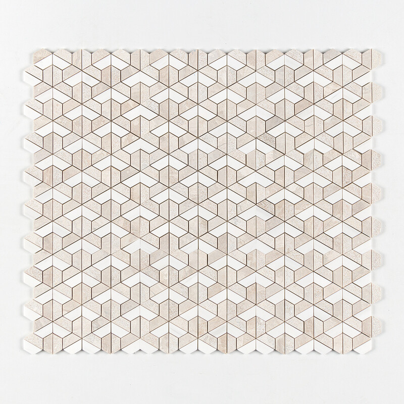 Diana Royal&snow White Textured 3d Hexagon Marble Mosaics 10 3/8×12