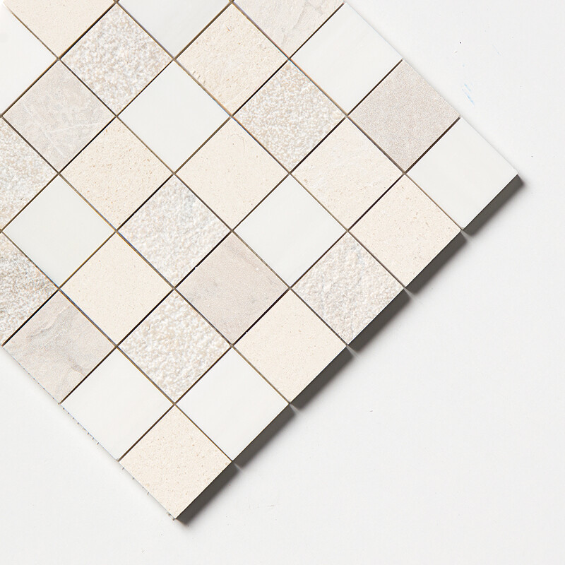 Champagne&seashell&heartsmere Textured 2×2 Limestone Mosaics 12×12