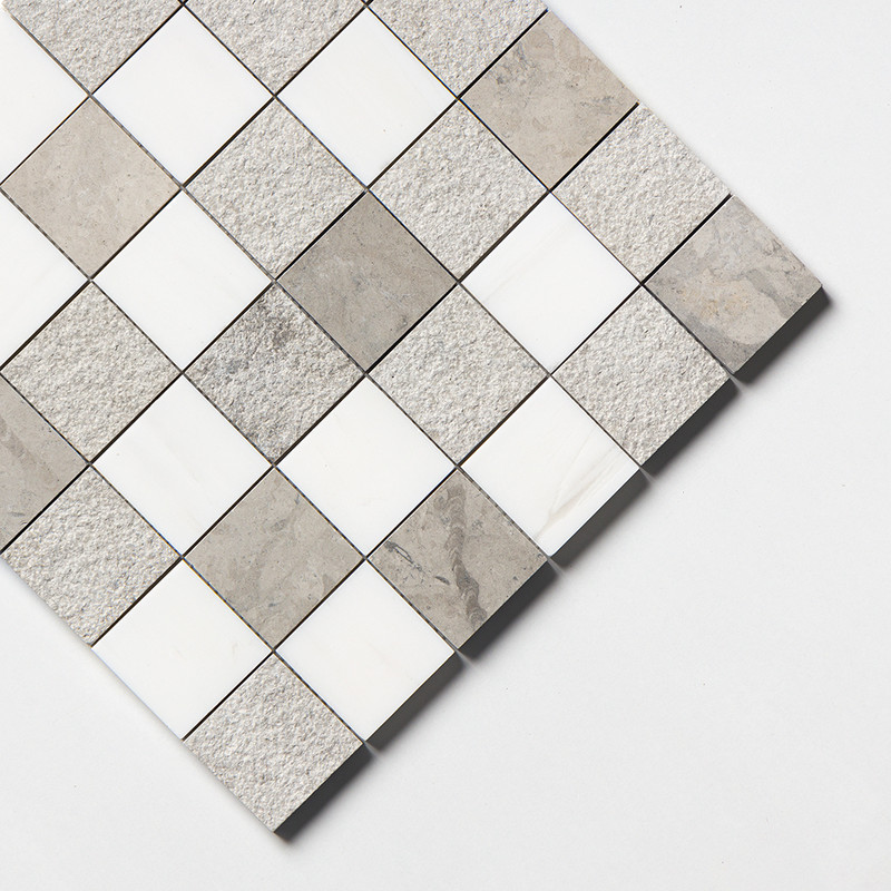 Snow White&britannia Textured 2×2 Limestone Mosaics 12×12