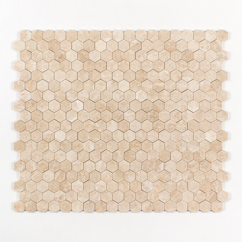 Cappuccino Polished Hexagon 2 Marble Mosaics 10 3/8×12