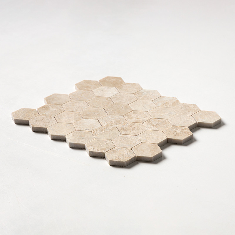 Cappuccino Polished Hexagon 2 Marble Mosaics 10 3/8×12