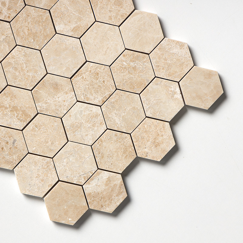 Cappuccino Polished Hexagon 2 Marble Mosaics 10 3/8×12