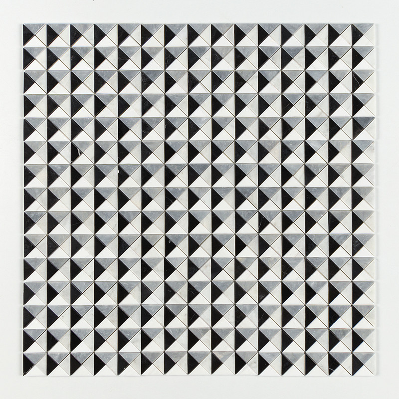Black, Glacier, Allure, Snow White Multi Finish Devon Marble Mosaics 12 1/2×12 1/2