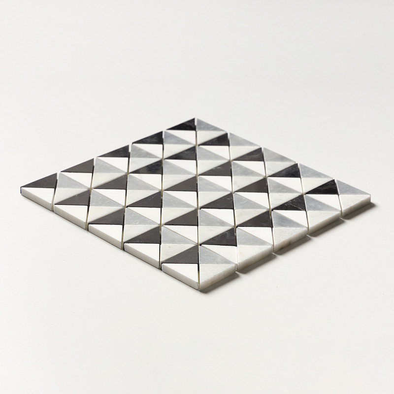 Black, Glacier, Allure, Snow White Multi Finish Devon Marble Mosaics 12 1/2×12 1/2