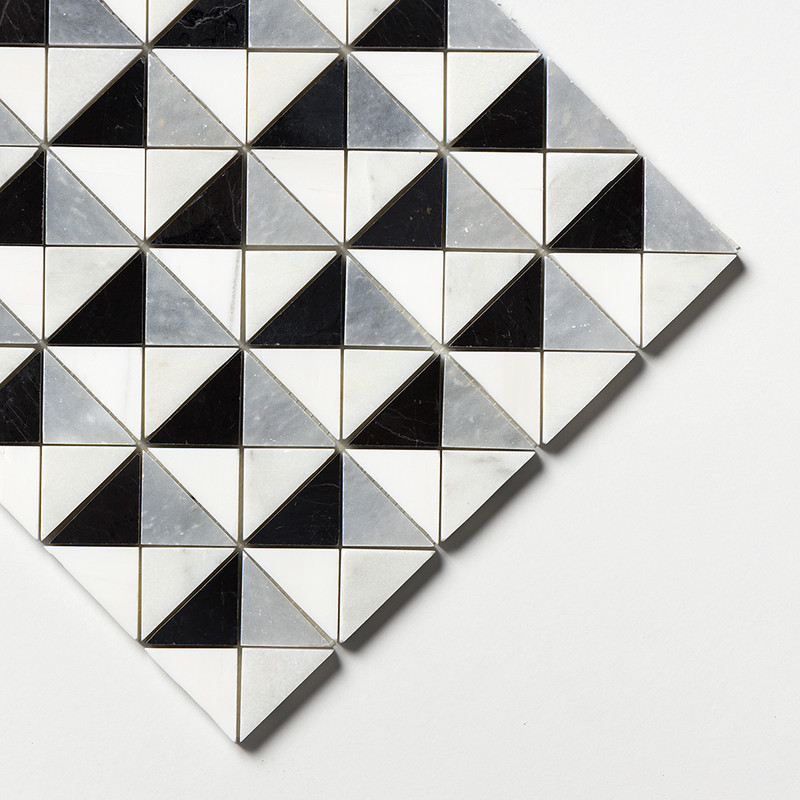 Black, Glacier, Allure, Snow White Multi Finish Devon Marble Mosaics 12 1/2×12 1/2