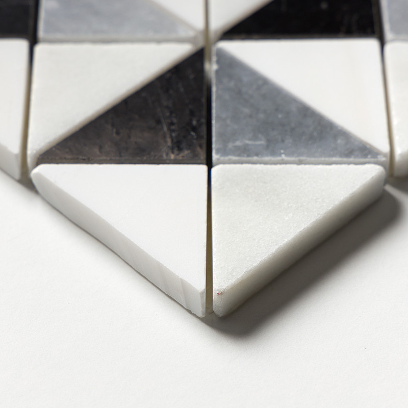 Black, Glacier, Allure, Snow White Multi Finish Devon Marble Mosaics 12 1/2×12 1/2