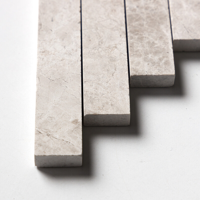 Silver Shadow Honed Large Herringbone Marble Mosaics 12 7/8×9 11/32
